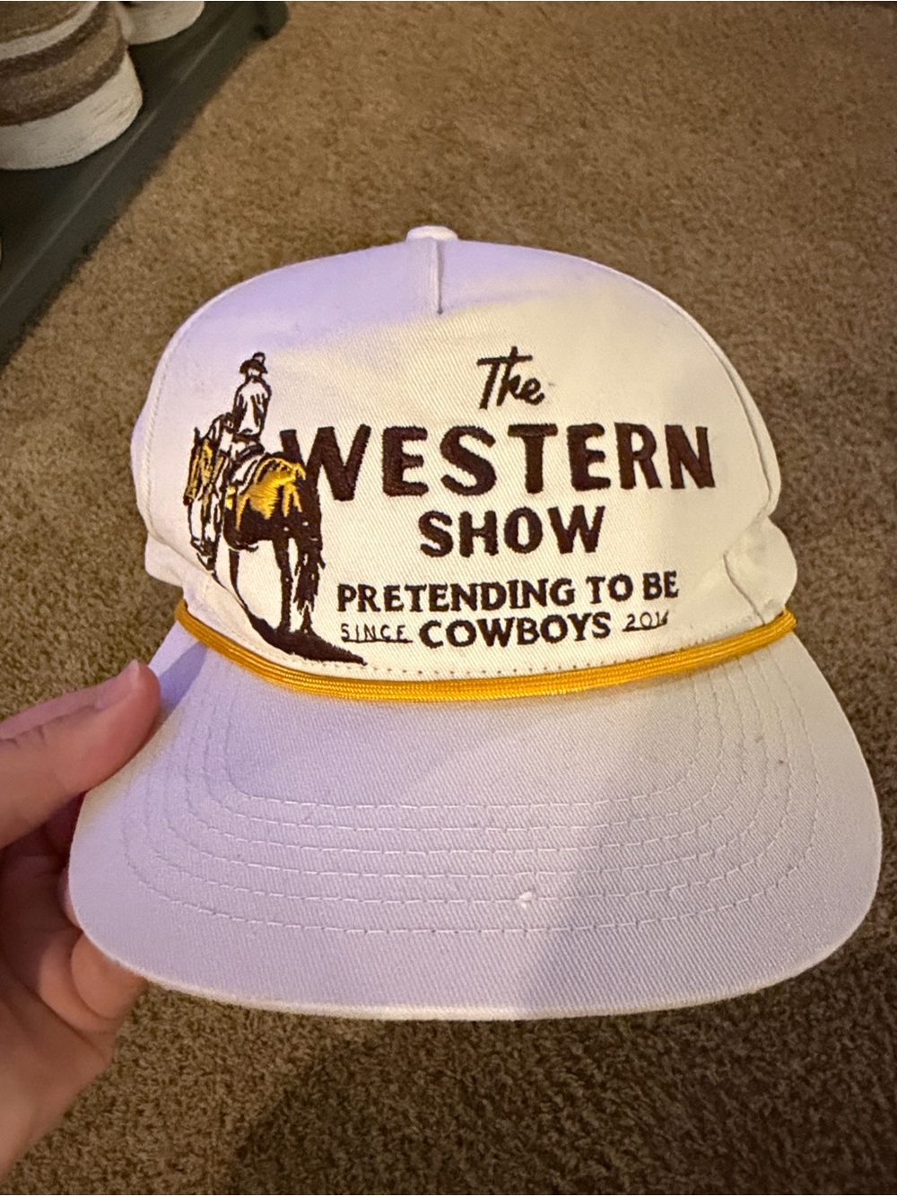 The Western Show White & Yellow Rope Trucker Hat